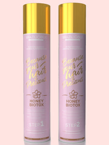 Honey Biotox von Brazilicious Professional. Nach der ersten Behandlung sind die Haare gesünder und spürbar glänzend. Angereichert mit reinem Bio-Honig, Jasminblüten-Extrakt und Muru Muru Ölen 