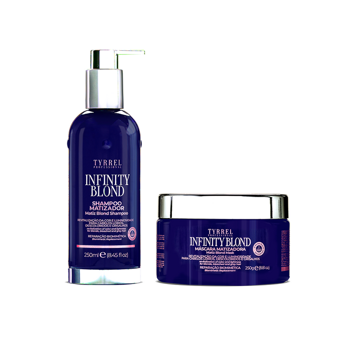 Regenerierendes Shampoo & nährende Tönungsmaske für blondiertes Haar – Tyrrel Infinity Blonde 2* 250 ml
