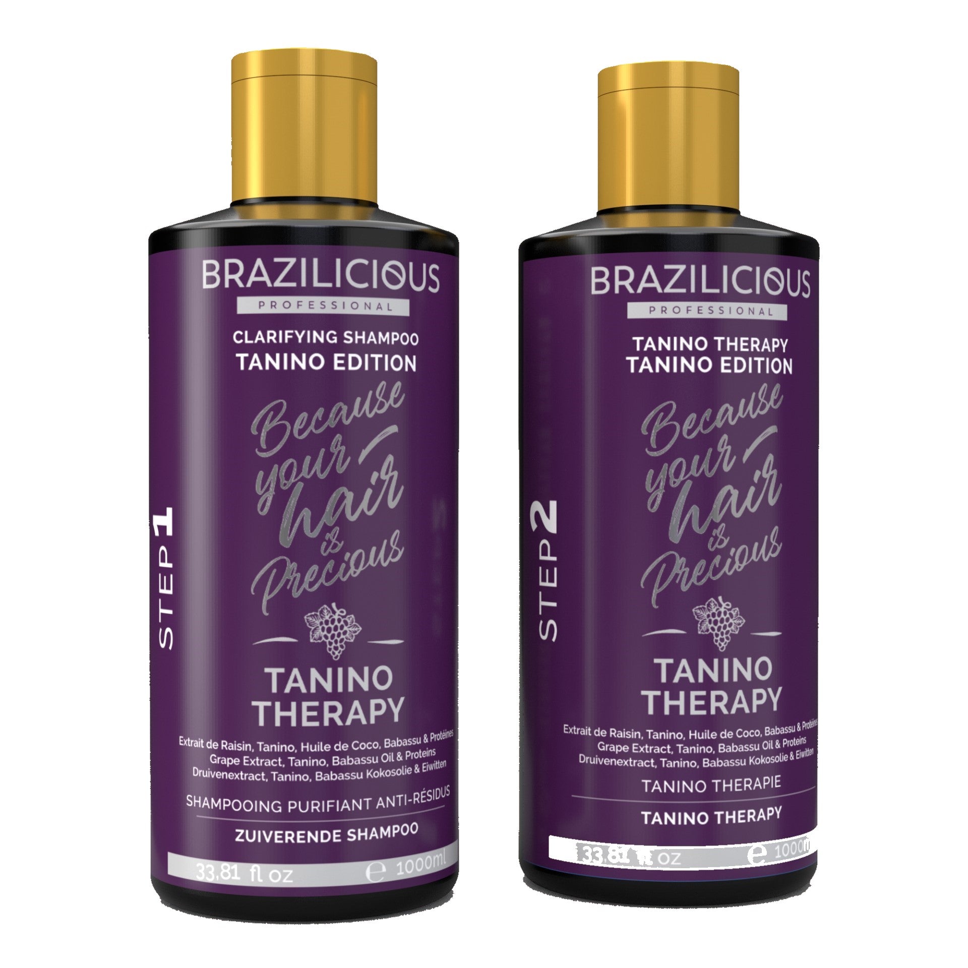 100ml je Flasche als Probier Kit - Tanino das stärkste Haarglättungsmittel der Brazilicious Professional Reihe